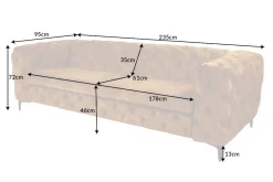 Riess-Ambiente Samt Möbel|3-Sitzer Sofa > Chesterfield Sofa MODERN BAROCK 235cm senfgelb Samt 3-Sitzer Couch Federkern