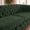 Riess-Ambiente Samt Möbel|3-Sitzer Sofa > Chesterfield Sofa MODERN BAROCK 235cm grün Samt 3-Sitzer Couch Federkern