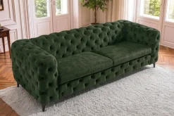 Riess-Ambiente Samt Möbel|3-Sitzer Sofa > Chesterfield Sofa MODERN BAROCK 235cm grün Samt 3-Sitzer Couch Federkern