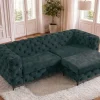 Riess-Ambiente Samt Möbel|3-Sitzer Sofa > Chesterfield Sofa MODERN BAROCK 235cm petrol Samt 3-Sitzer Couch Federkern