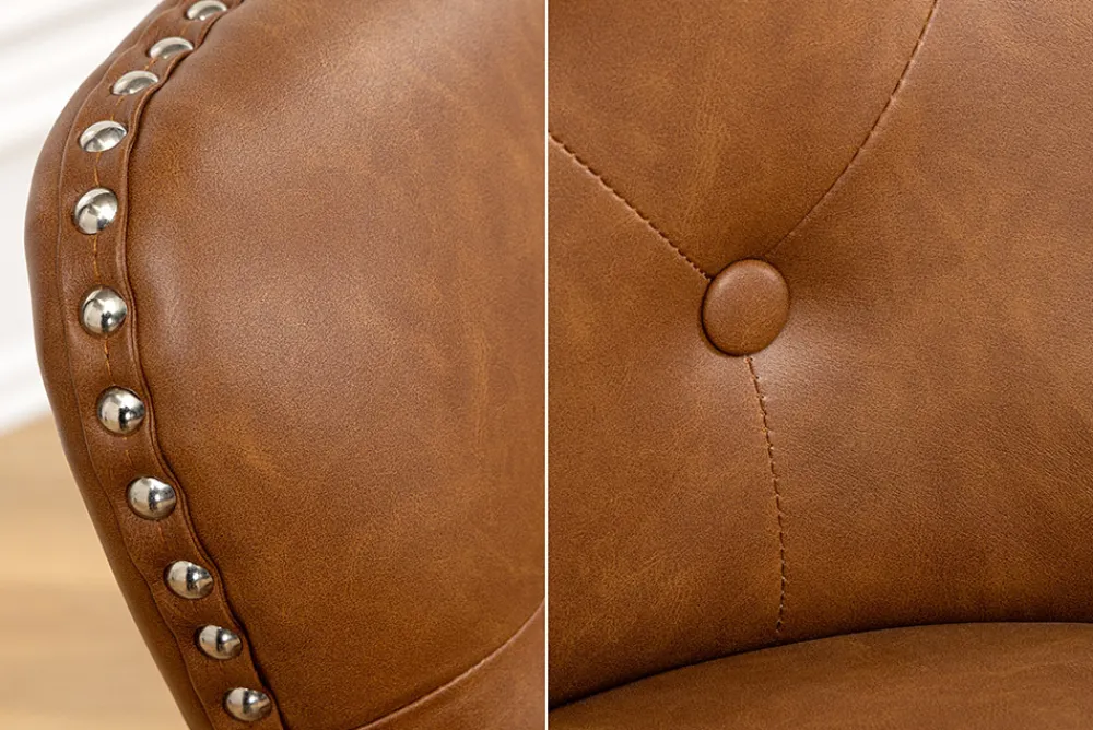 Riess-Ambiente Stühle > Chesterfield Stuhl CASTLE braun Kunstleder schwarz Massivholz mit Komfortgriff