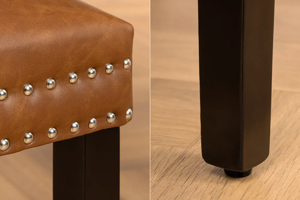 Riess-Ambiente Stühle > Chesterfield Stuhl CASTLE braun Kunstleder schwarz Massivholz mit Komfortgriff