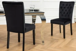Riess-Ambiente Stühle|Samt Möbel > Chesterfield Stuhl CASTLE schwarz Samt Gummiholz Ziernieten