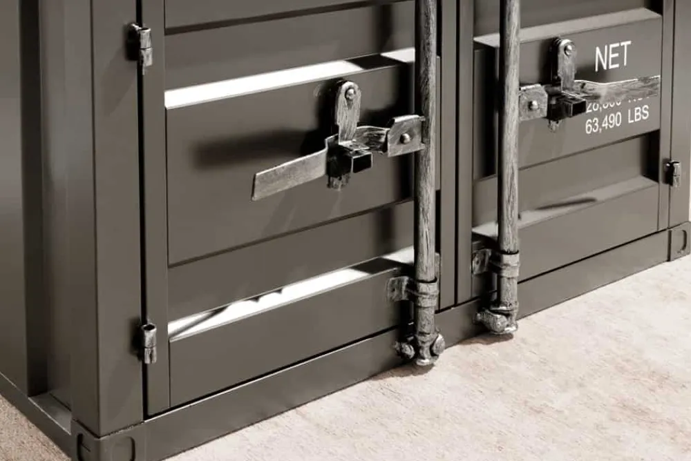 Riess-Ambiente Industrial Loft|Tv- & Lowboards > Container-Schrank GLOBETROTTER 80cm anthrazit Metall Couchtisch mit Flügeltüren Kommode