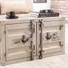 Riess-Ambiente Industrial Loft|Tv- & Lowboards > Container-Schrank GLOBETROTTER 80cm greige Metall Couchtisch mit Flügeltüren Kommode
