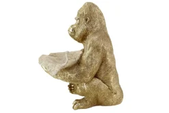 Riess-Ambiente Dekoration|Goldene Möbel > Deko-Figur GORILLA 40cm gold beige handmade mit Schale im Blatt-Design