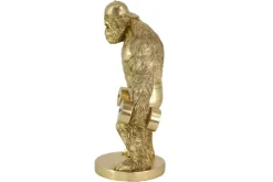 Riess-Ambiente Dekoration|Goldene Möbel > Deko-Figur KING APE 35cm gold Gorilla mit Hanteln handmade