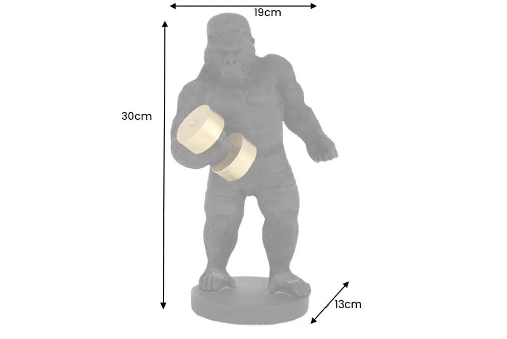 Riess-Ambiente Dekoration > Deko-Figur KING APE 30cm schwarz gold Gorilla mit Hantel handmade