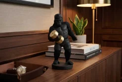 Riess-Ambiente Dekoration > Deko-Figur KING APE 30cm schwarz gold Gorilla mit Hantel handmade