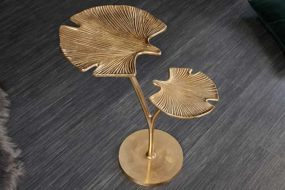 Riess-Ambiente Beistelltische|Goldene Möbel > Dekorativer Beistelltisch GINKGO LEAFS 50cm gold handmade Metall