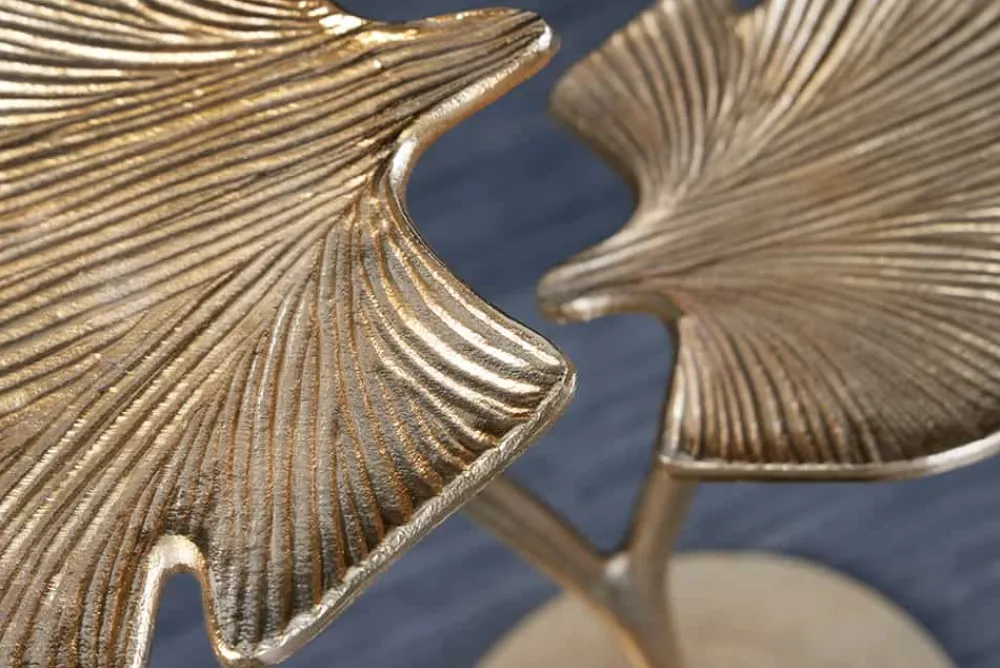 Riess-Ambiente Beistelltische|Goldene Möbel > Dekorativer Beistelltisch GINKGO LEAFS 50cm gold handmade Metall