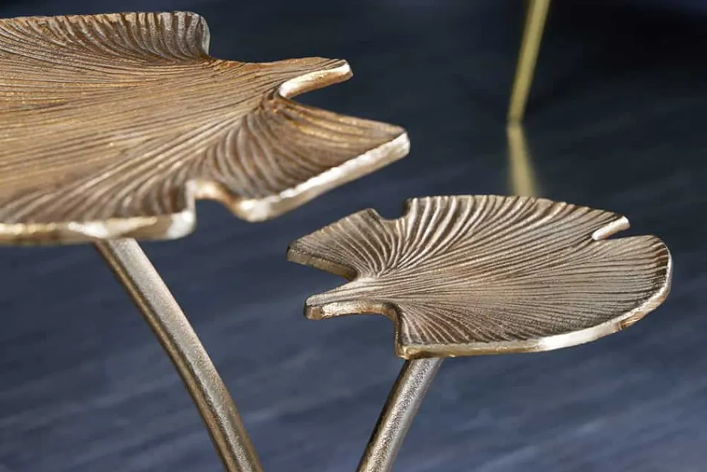 Riess-Ambiente Beistelltische|Goldene Möbel > Dekorativer Beistelltisch GINKGO LEAFS 50cm gold handmade Metall