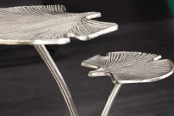 Riess-Ambiente Beistelltische > Dekorativer Beistelltisch GINKGO LEAFS 50cm silber handmade Metall
