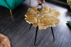 Riess-Ambiente Beistelltische|Goldene Möbel > Dekorativer Beistelltisch GINKGO LEAFS 60cm gold handmade Metall