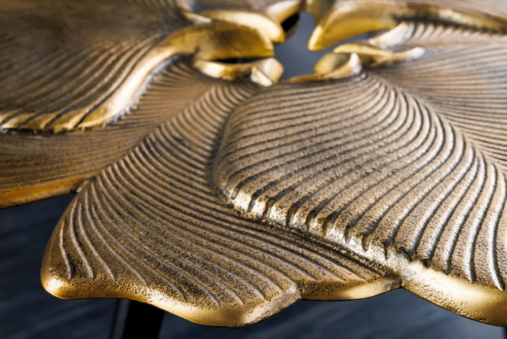 Riess-Ambiente Beistelltische|Goldene Möbel > Dekorativer Beistelltisch GINKGO LEAFS 60cm gold handmade Metall