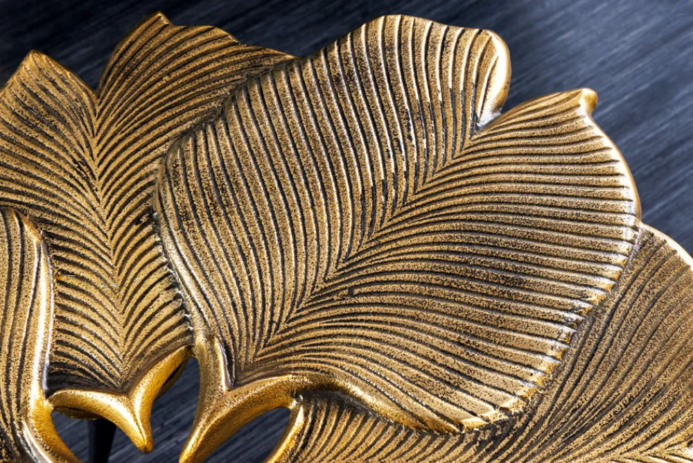 Riess-Ambiente Beistelltische|Goldene Möbel > Dekorativer Beistelltisch GINKGO LEAFS 60cm gold handmade Metall