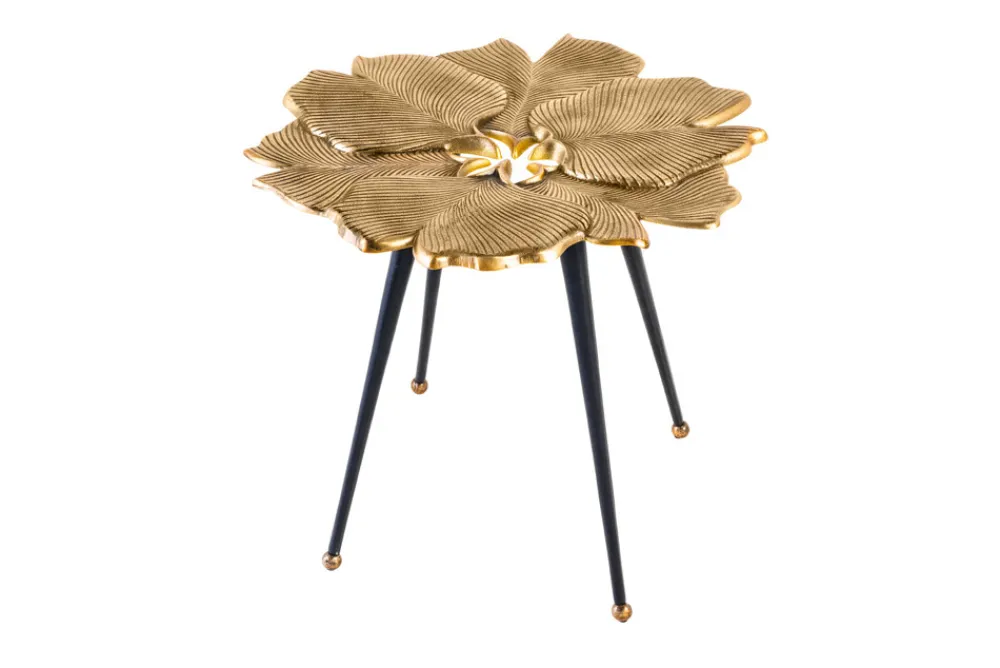 Riess-Ambiente Beistelltische|Goldene Möbel > Dekorativer Beistelltisch GINKGO LEAFS 60cm gold handmade Metall