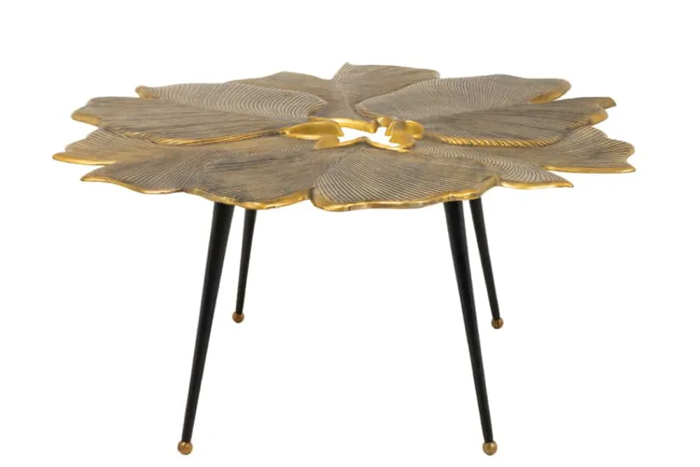 Riess-Ambiente Beistelltische|Goldene Möbel > Dekorativer Couchtisch GINKGO 95cm gold schwarz handmade Metall