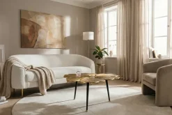 Riess-Ambiente Goldene Möbel|Couchtische & Truhen > Dekorativer Couchtisch GINKGO LEAFS 75cm gold handmade Metall