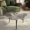 Riess-Ambiente Couchtische & Truhen > Dekorativer Couchtisch GINKGO LEAFS 75cm silber handmade Metall