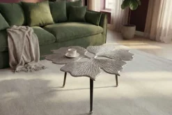 Riess-Ambiente Couchtische & Truhen > Dekorativer Couchtisch GINKGO LEAFS 75cm silber handmade Metall