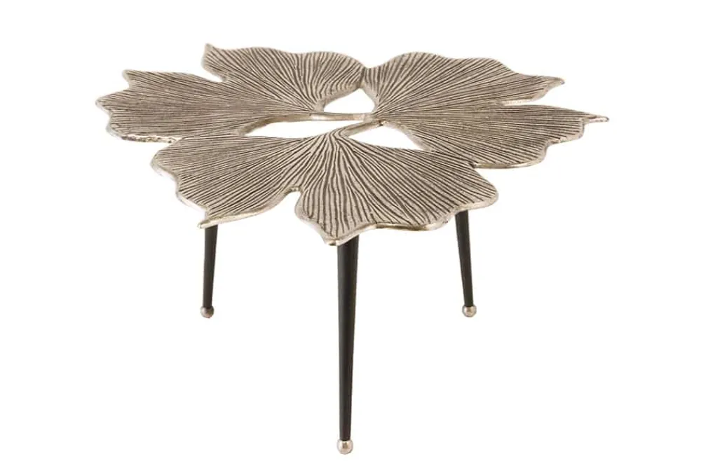 Riess-Ambiente Couchtische & Truhen > Dekorativer Couchtisch GINKGO LEAFS 75cm silber handmade Metall