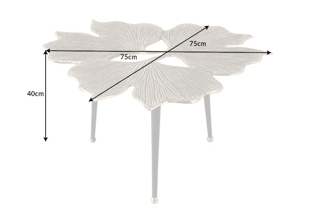 Riess-Ambiente Couchtische & Truhen > Dekorativer Couchtisch GINKGO LEAFS 75cm silber handmade Metall