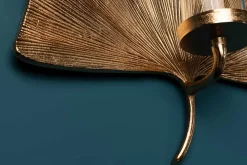 Riess-Ambiente Goldene Möbel|Kerzenständer > Dekorativer Kerzenhalter GINKGO 44cm gold handmade Metall Wandteelicht