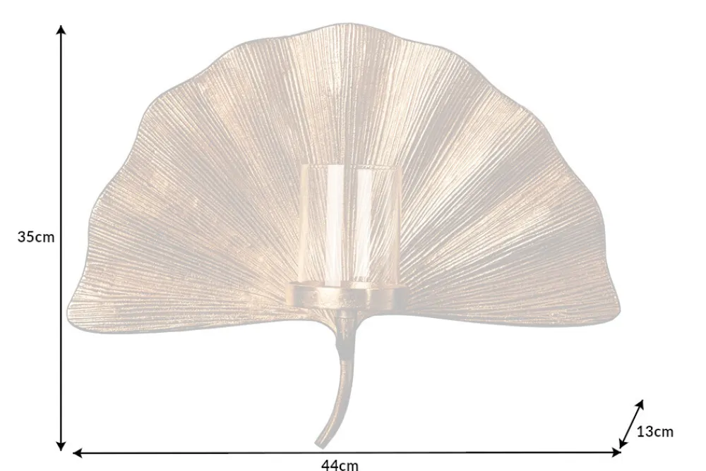 Riess-Ambiente Goldene Möbel|Kerzenständer > Dekorativer Kerzenhalter GINKGO 44cm gold handmade Metall Wandteelicht