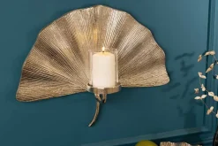 Riess-Ambiente Kerzenständer > Dekorativer Kerzenhalter GINKGO 44cm silber handmade Metall Wandteelicht