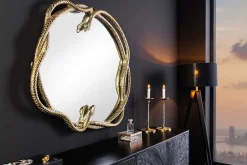 Riess-Ambiente Goldene Möbel|Spiegel > Dekorativer Spiegel SNAKE XL 85cm gold Metall Schlangen-Skulptur