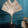 Riess-Ambiente Dekoration > Dekorative Skulptur GINKGO LEAF 45cm silber handmade Metall mit Marmorsockel