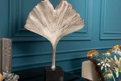 Riess-Ambiente Dekoration > Dekorative Skulptur GINKGO LEAF 45cm silber handmade Metall mit Marmorsockel