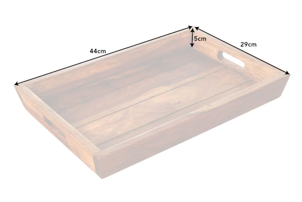 Riess-Ambiente Mehr...|Wohnaccessoires > Dekoratives Tablett MAKASSAR 45cm braun Sheesham Massivholz stone finish Servierbrett
