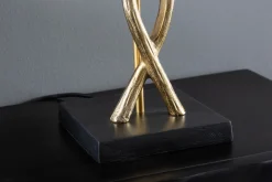 Riess-Ambiente Goldene Möbel|Tischlampen > Dekorative Tischlampe GINKGO 62cm schwarz gold Metall Skulptur Leuchte mit Marmorfuß