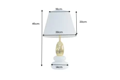Riess-Ambiente Goldene Möbel|Retro Möbel > Dekorative Tischlampe STONES OF ZEN 45cm weiß gold mit Stoffschirm rund
