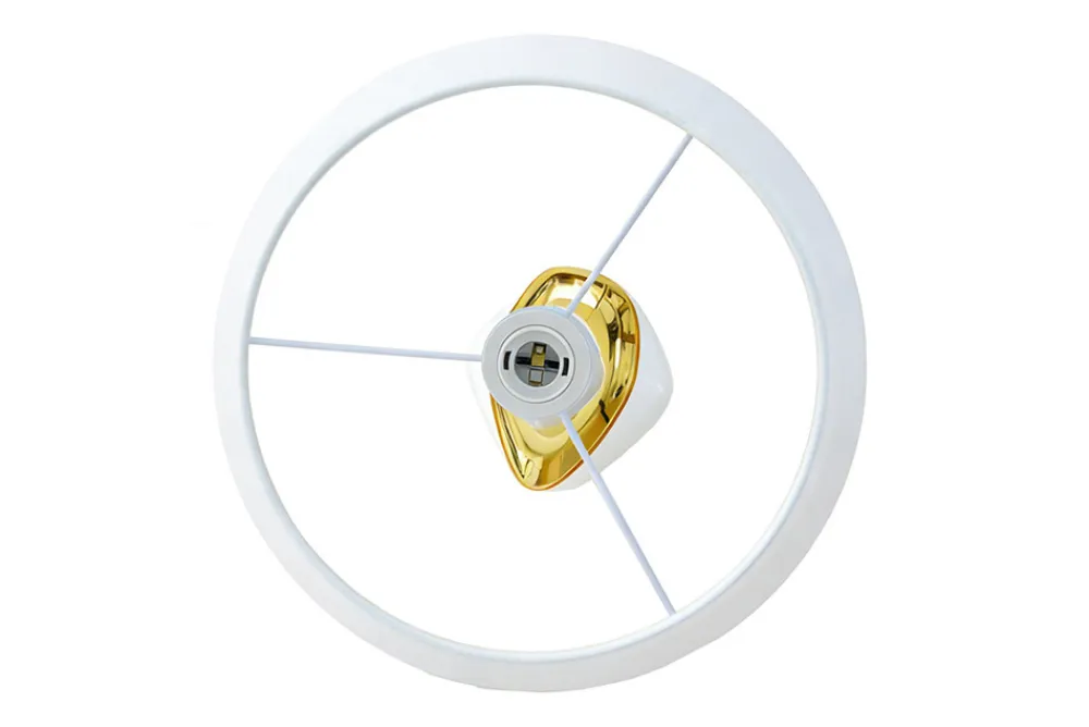 Riess-Ambiente Goldene Möbel|Retro Möbel > Dekorative Tischlampe STONES OF ZEN 70cm weiß gold mit Stoffschirm rund