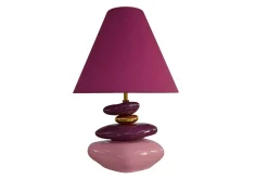 Riess-Ambiente Retro Möbel|Tischlampen > Dekorative Tischlampe STONES OF ECSTASY 60cm pink rosa gold mit Stoffschirm rund