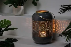 Riess-Ambiente Dekoration > Deko Windlicht CANDLELIGHT 30cm grau Metall handmade Laterne