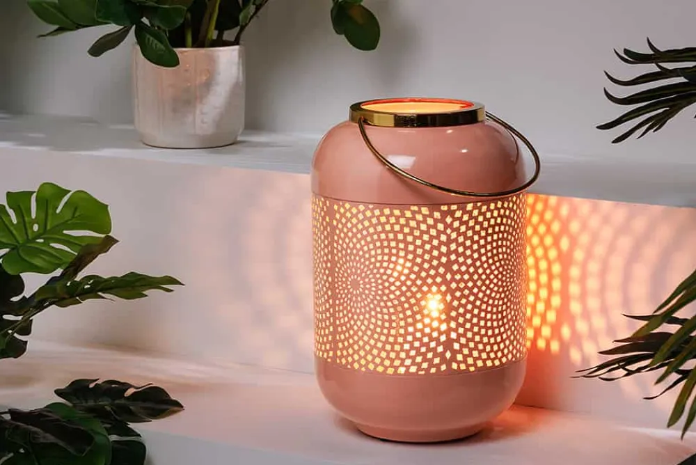 Riess-Ambiente Dekoration > Deko Windlicht CANDLELIGHT 30cm pastell-rosa Metall handmade Laterne