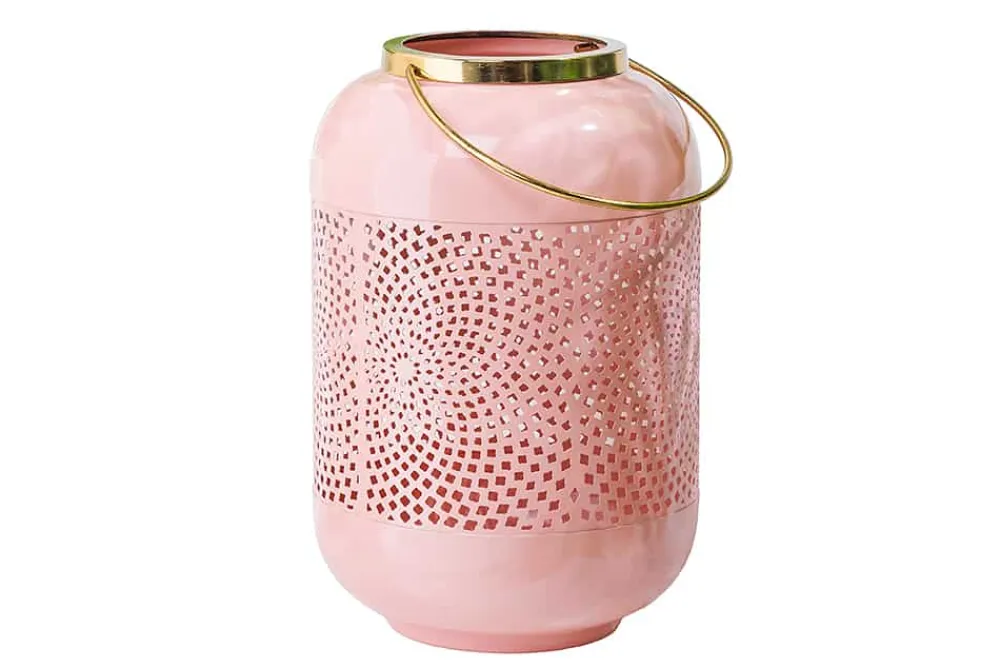 Riess-Ambiente Dekoration > Deko Windlicht CANDLELIGHT 30cm pastell-rosa Metall handmade Laterne