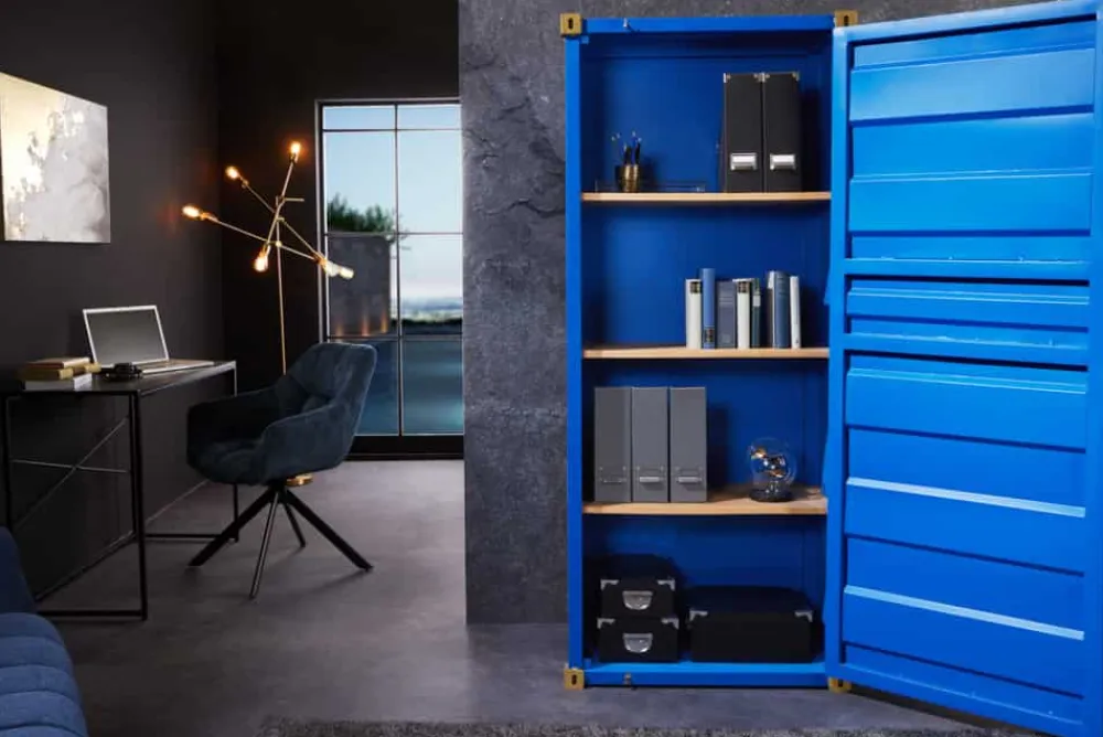 Riess-Ambiente Highboards|Industrial Loft > Design Aktenschrank GLOBETROTTER 180cm blau Eisen Container Upcycling Industrial
