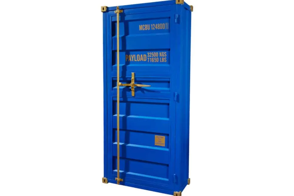 Riess-Ambiente Highboards|Industrial Loft > Design Aktenschrank GLOBETROTTER 180cm blau Eisen Container Upcycling Industrial