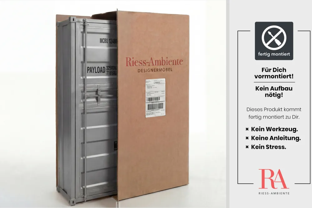 Riess-Ambiente Highboards|Industrial Loft > Design Aktenschrank GLOBETROTTER 180cm grau Eisen Container Upcycling Highboard