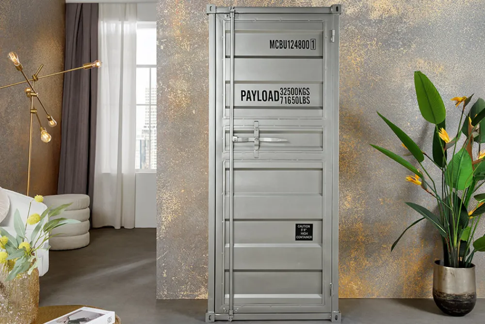 Riess-Ambiente Highboards|Industrial Loft > Design Aktenschrank GLOBETROTTER 180cm grau Eisen Container Upcycling Highboard