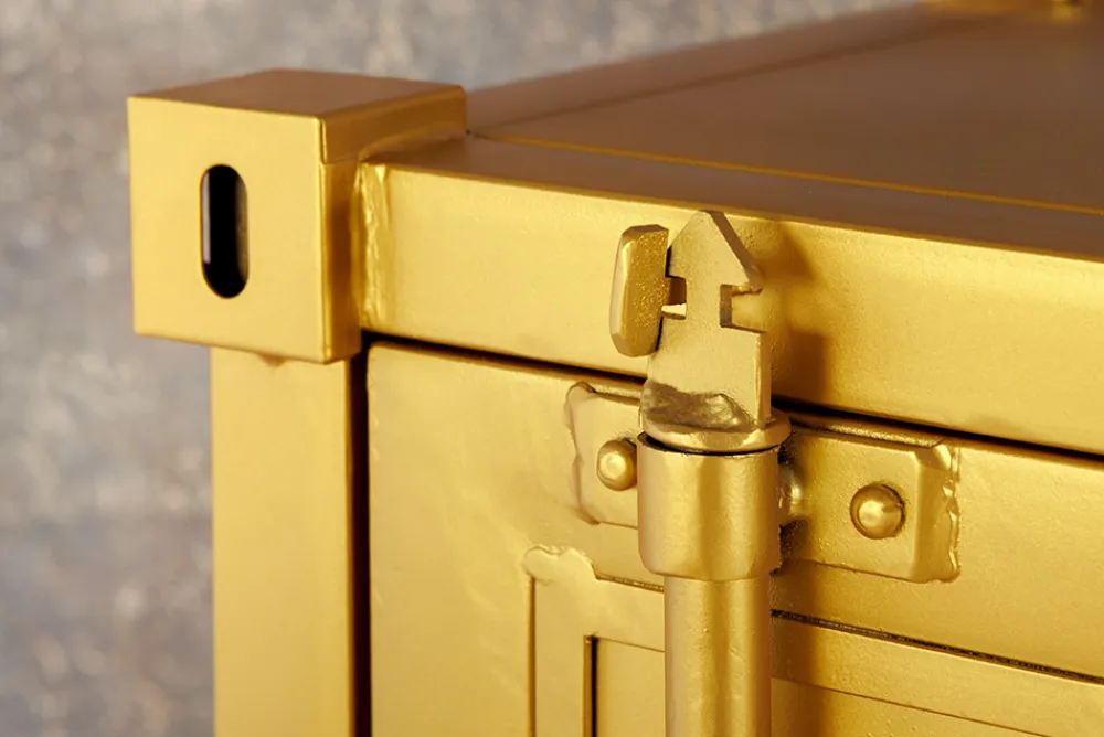 Riess-Ambiente Highboards|Industrial Loft > Design Aktenschrank GLOBETROTTER 180cm gold Eisen Container Upcycling Highboard