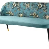 Riess-Ambiente Sitzbänke|Retro Möbel > Design Bank PRÊT-À-PORTER türkis Samt florales Muster und goldene Fußkappen