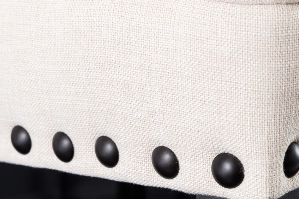 Riess-Ambiente Barhocker > Design Barhocker CASTLE beige schwarz Strukturstoff mit Lehne Holz Chesterfield