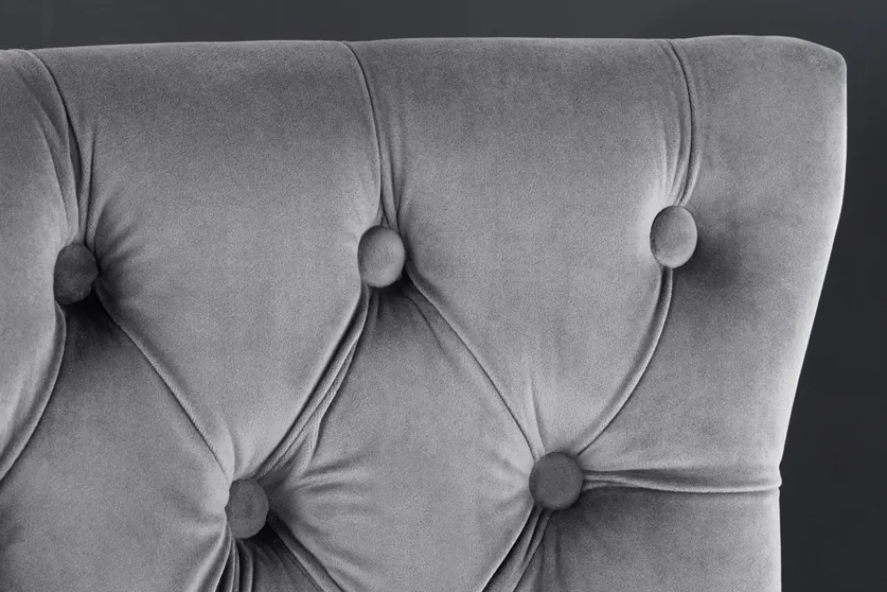 Riess-Ambiente Barhocker|Samt Möbel > Design Barhocker CASTLE DELUXE grau Samt silber Edelstahl mit Lehne Chesterfield