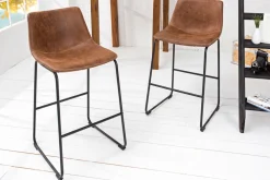 Riess-Ambiente Industrial Loft|Retro Möbel > Design Barhocker DJANGO vintage braun Microfaser mit Lehne Eisengestell schwarz